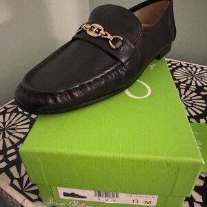 Sam Edelman Lucca Black Loafers with Gold Accent